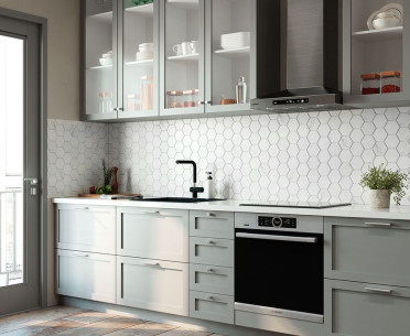 Плитка HEX+OCTAGON+TRIANGOLO от StarMosaic (Китай) в интерьере, стиль: современный, черно-белый