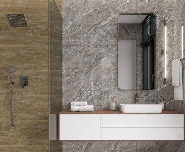 Плитка OSEAN SINGULAR GRAPHITE от Ceradim (Индия) в интерьере, стиль: классический, современный