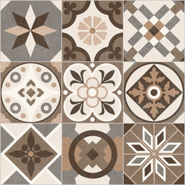 фото Керамогранит SIENA Taupe Mat 60x60  коричневый цвет, пэчворк, ретро стиль от Etili Seramik (Турция)