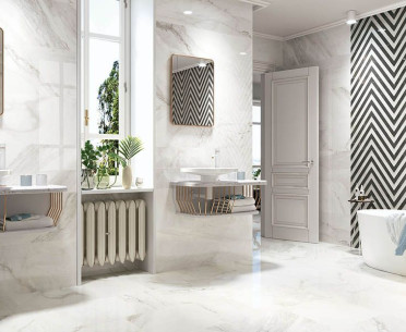 Плитка 1212 от Porcelanite Dos (Испания) в интерьере, стиль: современный, черно-белый