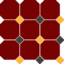 Керамогранит 4420 OCT21+14-B Brick Red OCTAGON 20/Ochre Yellow 21 + Black 14 Dots