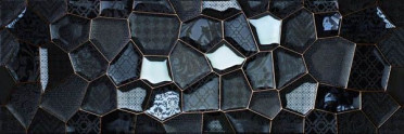 фото Декор Colorgloss Negro Bijou Honey Decorado 25x75  черный цвет, современный, черно-белый стиль от Undefasa (Испания)