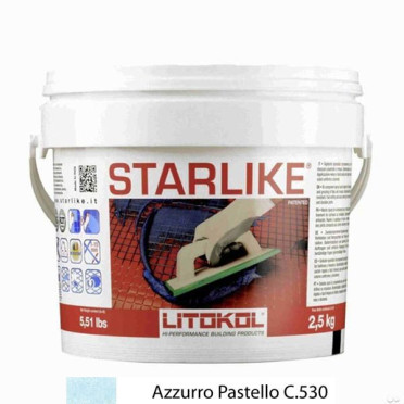 фото Litochrom Starlike C 530 голубой пастельный (2,5 кг)  голубой цвет, от Litokol (Россия)
