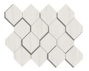 фото Мозаика керамогранит Marvel Stone Bianco Dol. Mosaico Esagono 3D (AS36) 28.2x35.3  белый цвет, классический, романтизм, современный, черно-белый стиль от Atlas Concorde (Италия)