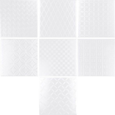 фото Настенная плитка Decor Black&White Blanco Mix 9 mm 20x20  белый цвет, современный, черно-белый стиль от Cas Ceramica (Испания)