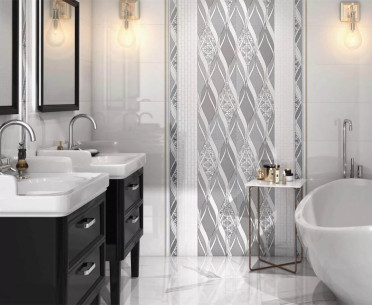 Плитка РУАЯЛЬ от Kerama Marazzi (Россия) в интерьере, стиль: ар деко, романтизм, современный, черно-белый