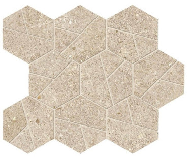 фото Мозаика Boost Stone Cream Mosaico Hex (A7CV) 25x28.5  бежевый цвет, классический, лофт, современный, средиземноморский стиль от Atlas Concorde (Италия)