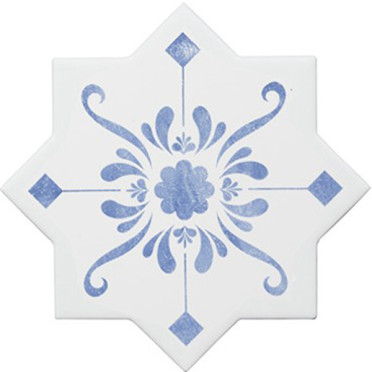 фото Керамогранит BECOLORS STAR DEC. STENCIL ELECTRIC BLUE (CV67392) 13.25x13.25  разноцветная цвет, ар деко, кантри, милано, средиземноморский стиль от Cevica (Испания)