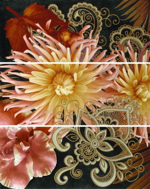 фото Панно Princess black panno 02 (комплект из 3 шт) 60x75  разноцветная цвет, восточный, черно-белый стиль от Gracia Ceramica (Россия)