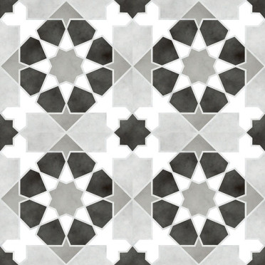 фото Напольная плитка Rabat Black 45x45  черный цвет, ар деко, милано, прованс, пэчворк, современный стиль от Kerlife Ceramicas (Испания)