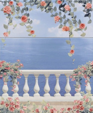 фото Панно настенное Deep Decor Sea flower (3 шт) 70.5x58  синий цвет, кэжуал, морской, романтизм, средиземноморский стиль от Goetan Ceramica (Goldencer) (Испания)