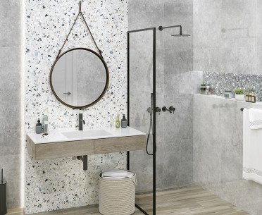 Плитка TERRAZZO от Alma Ceramica (Россия) в интерьере, стиль: современный