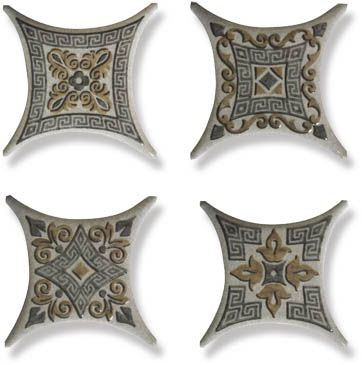 фото Вставка Estrella Set 01 Gris (4 вида) 6.7x6.7  серый цвет, от Absolut Keramika (Испания)