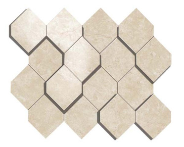 фото Мозаика керамогранит Marvel Stone Cream Prestige Mosaico Esagono 3D (AS38) 28.2x35.3  бежевый цвет, классический, романтизм, современный, черно-белый стиль от Atlas Concorde (Италия)