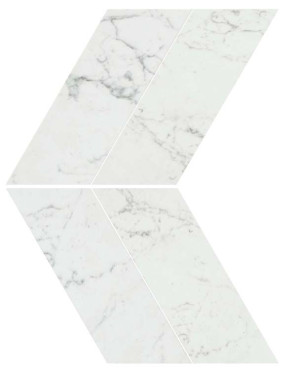 фото Мозаика керамогранит Marvel Stone Carrara Pure Chevron Lappato (AS1V) 22.5x22.9  белый цвет, классический, романтизм, современный, черно-белый стиль от Atlas Concorde (Италия)