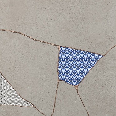 фото Керамогранит KINTSUGI Japan-Hibi FOG naturale 60.4x60.4  серый цвет, ар деко, лофт, современный стиль от Fioranese Ceramica (Италия)