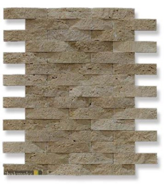 фото Мозаика ANCIENT WALL CL травертин чип 2х8 24.1x30  коричневый цвет, классический, современный стиль от Chakmaks (Турция)