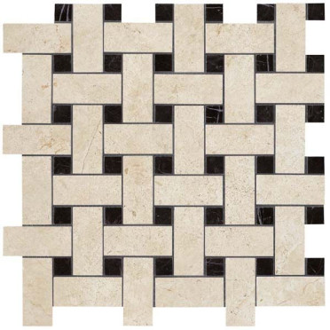 фото Мозаика керамогранит Marvel Stone Basketweave Warm Lapp. (AS2P) 30x30 классический, романтизм, современный, черно-белый стиль от Atlas Concorde (Италия)