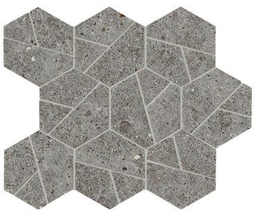 фото Мозаика Boost Stone Smoke Mosaico Hex (A7C0) 25x28.5  серый цвет, классический, лофт, современный, средиземноморский стиль от Atlas Concorde (Италия)