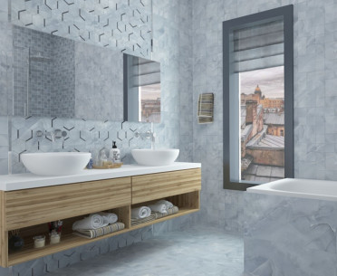 Плитка ONICE BLU от Керлайф (Россия) в интерьере, стиль: романтизм, современный