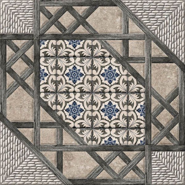 фото Керамогранит Olivia Jet Gris 45x45  серый цвет, пэчворк стиль от El Molino (Испания)