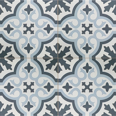 фото Керамогранит VENICE Sky Blue Black Pre-cut 45x45  голубой цвет, пэчворк стиль от Etili Seramik (Турция)