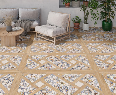 Плитка TRENCADIS от Jano Tiles (Испания) в интерьере, стиль: пэчворк, современный
