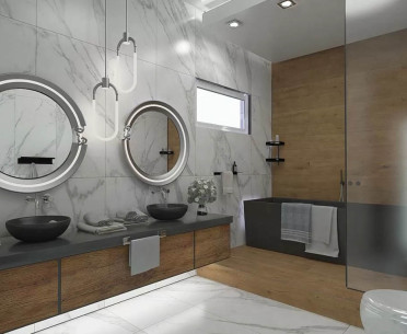 Плитка CALACATTA SILVER от Керлайф (Россия) в интерьере, стиль: современный
