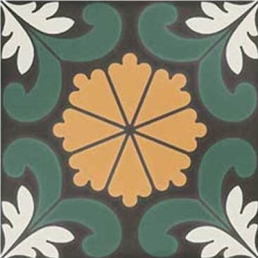 фото Керамогранит SYNC FLOWER GREEN (125635) 15x15  разноцветная цвет, ар деко, модерн, пэчворк, средиземноморский стиль от DNA Tiles (Испания)